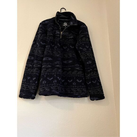 Alpine Sherpa Thick Navy Pullover Quarter Zip Fleece Jacket Size M - Picture 1 of 3